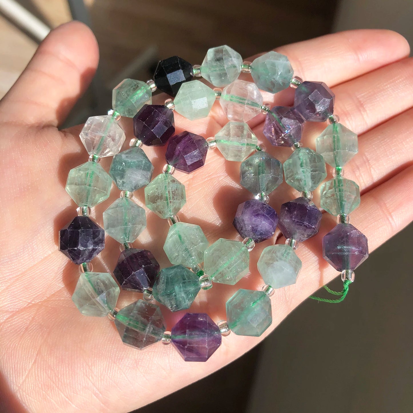 Olive Shape Colorful Fluorite Quartz Stone Natural Gemstone Faceted Loose Beads