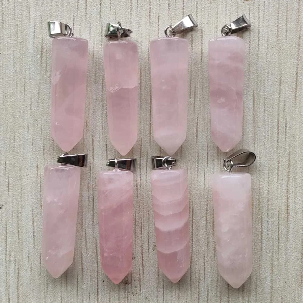 12pcs/lot high quality Natural Rose Quartz Stone Pendants Charms Point Pendants Teardrop Wholesale