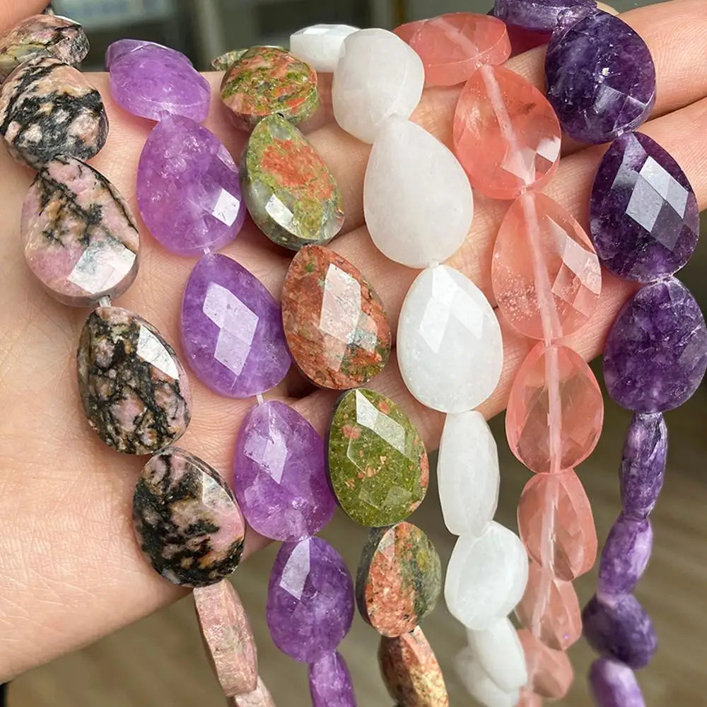 13*18mm Natural Faceted Stone Beads Water Drop