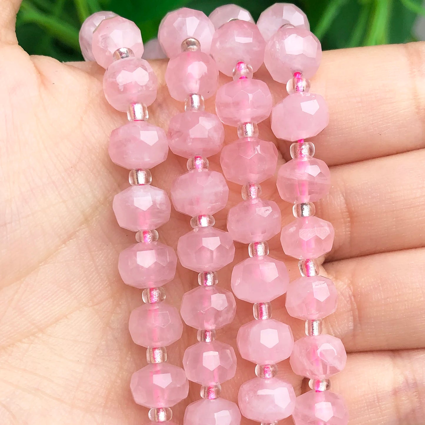 Natural Faceted Rose Quartz GemStone Loose Beads for Jewelry Making DIY  7.5''