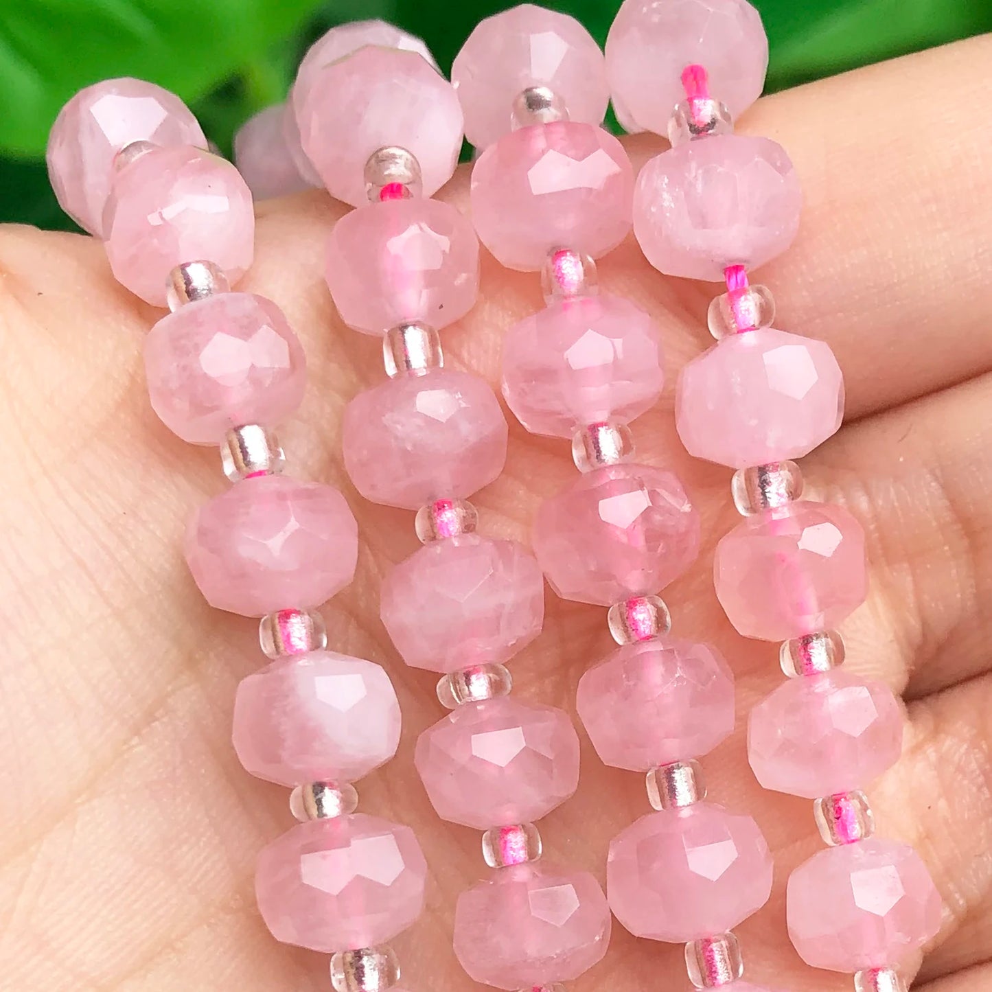 Natural Faceted Rose Quartz GemStone Loose Beads for Jewelry Making DIY  7.5''