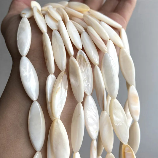 Natural Long Horse Eye Shell Beads White Spacer Loose Pearl of Mother Bead For Jewelry Making DIY - 1 strand