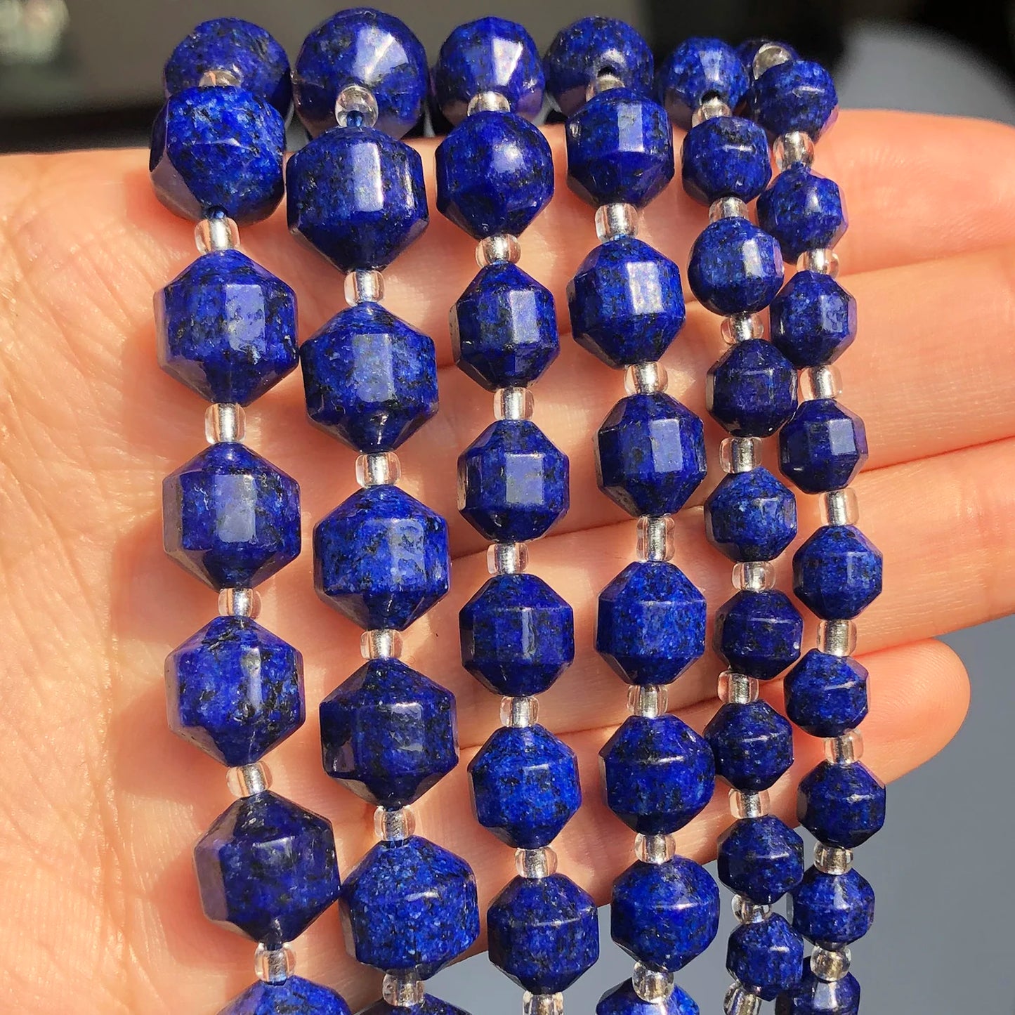6 8 10mm Lapis Lazuli Loose Faceted Beads for DIY Jewelry Making  15'' strand