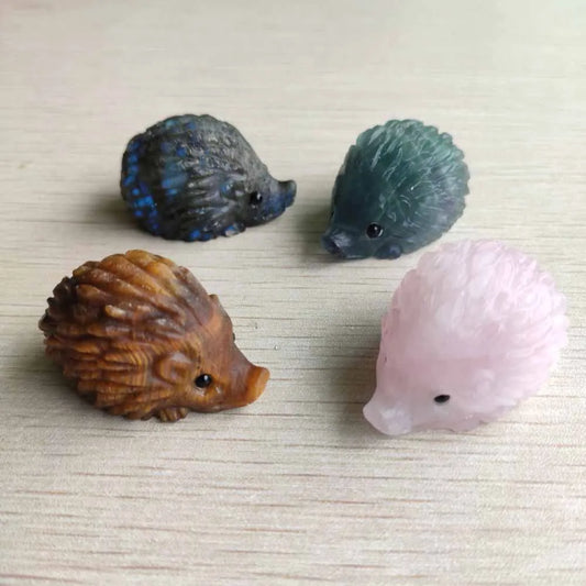 New fashion natural fluorite Quartz Crystal Stone healing Gems handmade Carved Hedgehog Decoration Craft Home Decor, no hole