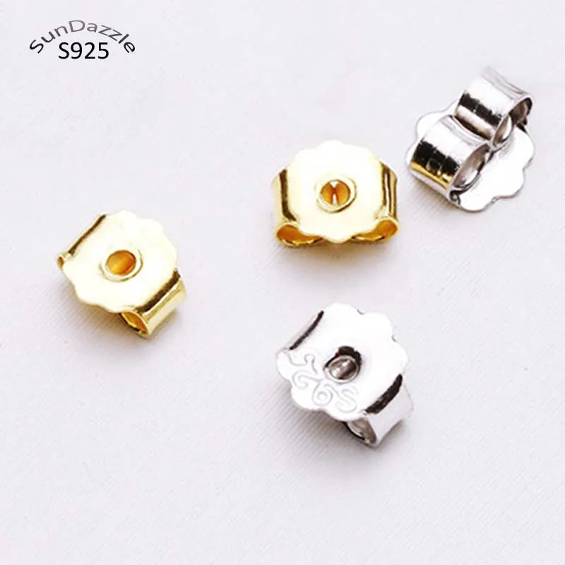 100~200pcs Solid 925 Sterling Silver Earring Stopper Safety Backs 18K Gold Earring Plugs Jewelry Findings