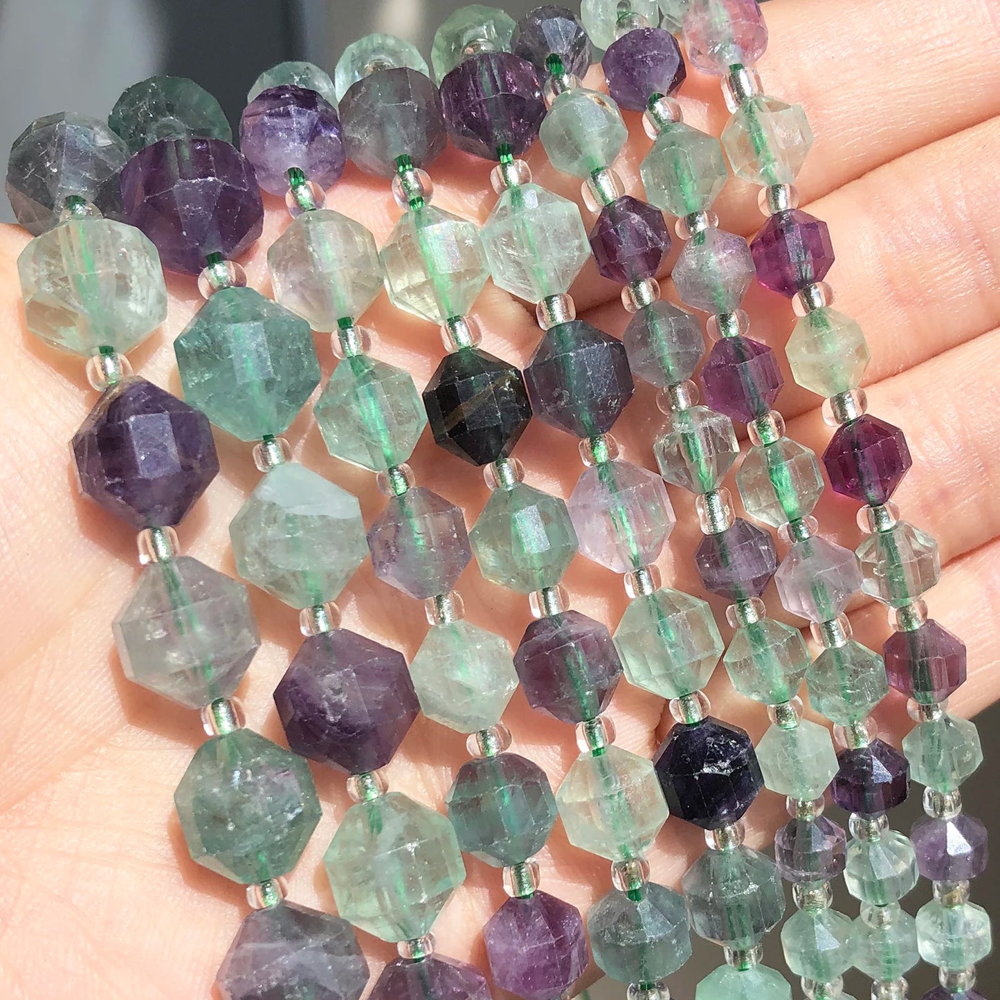 Olive Shape Colorful Fluorite Quartz Stone Natural Gemstone Faceted Loose Beads