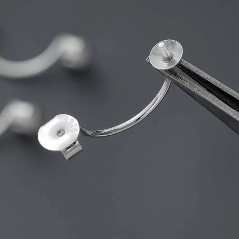 Solid 925 Sterling Silver Earring Stud Needle Post Flat Base Pins Double Side Posts Settings DIY Jewelry Making Findings