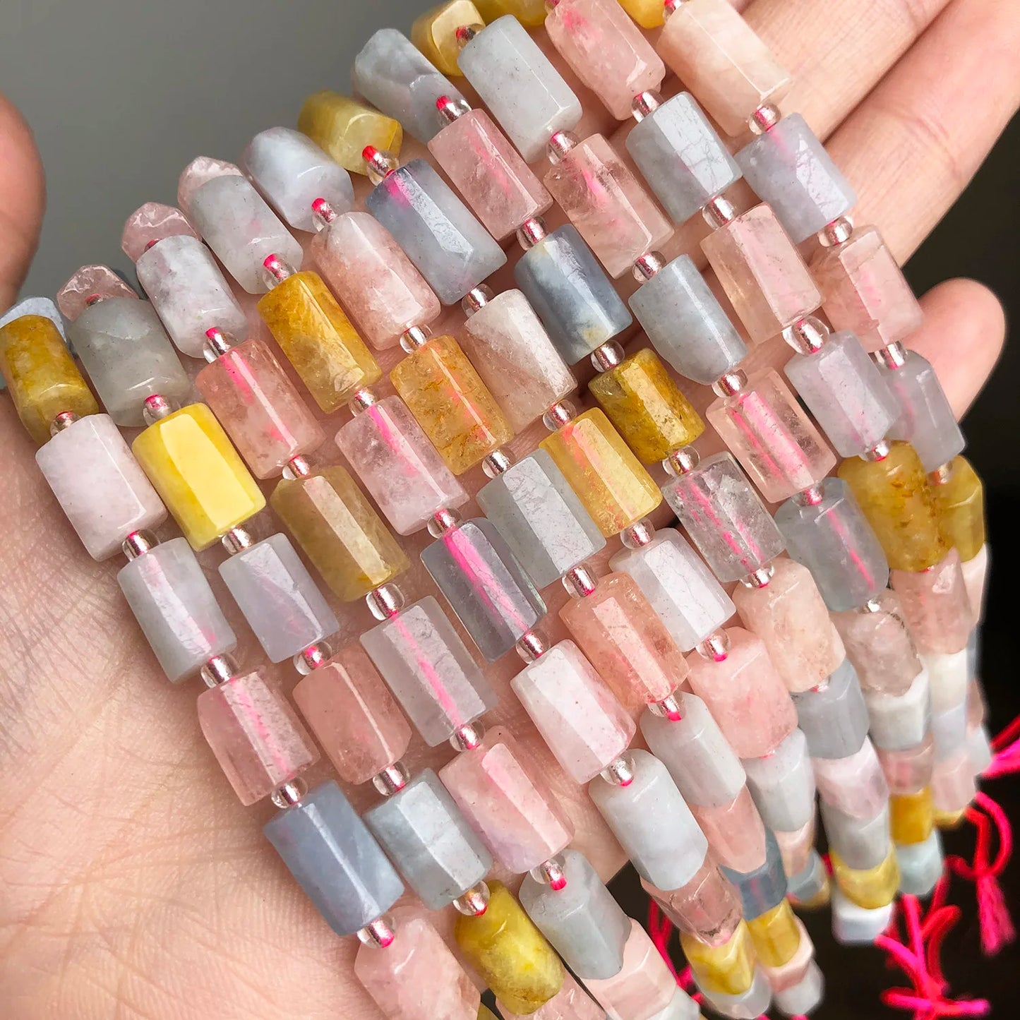 Natural Morganite GemStone Beads 8*11mm Cylinder Loose Spacer Beads