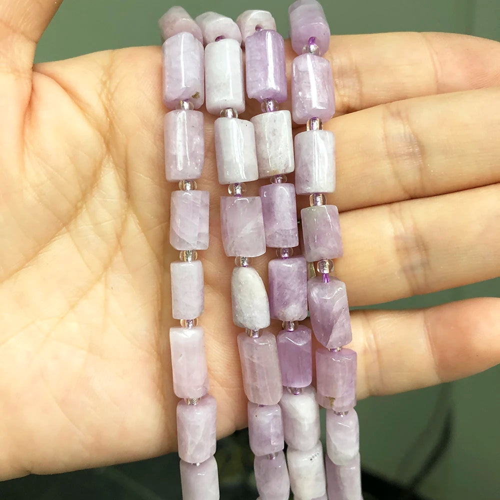 Natural Purple Angelite GemStone Beads Cylinder Loose Spacer Beads