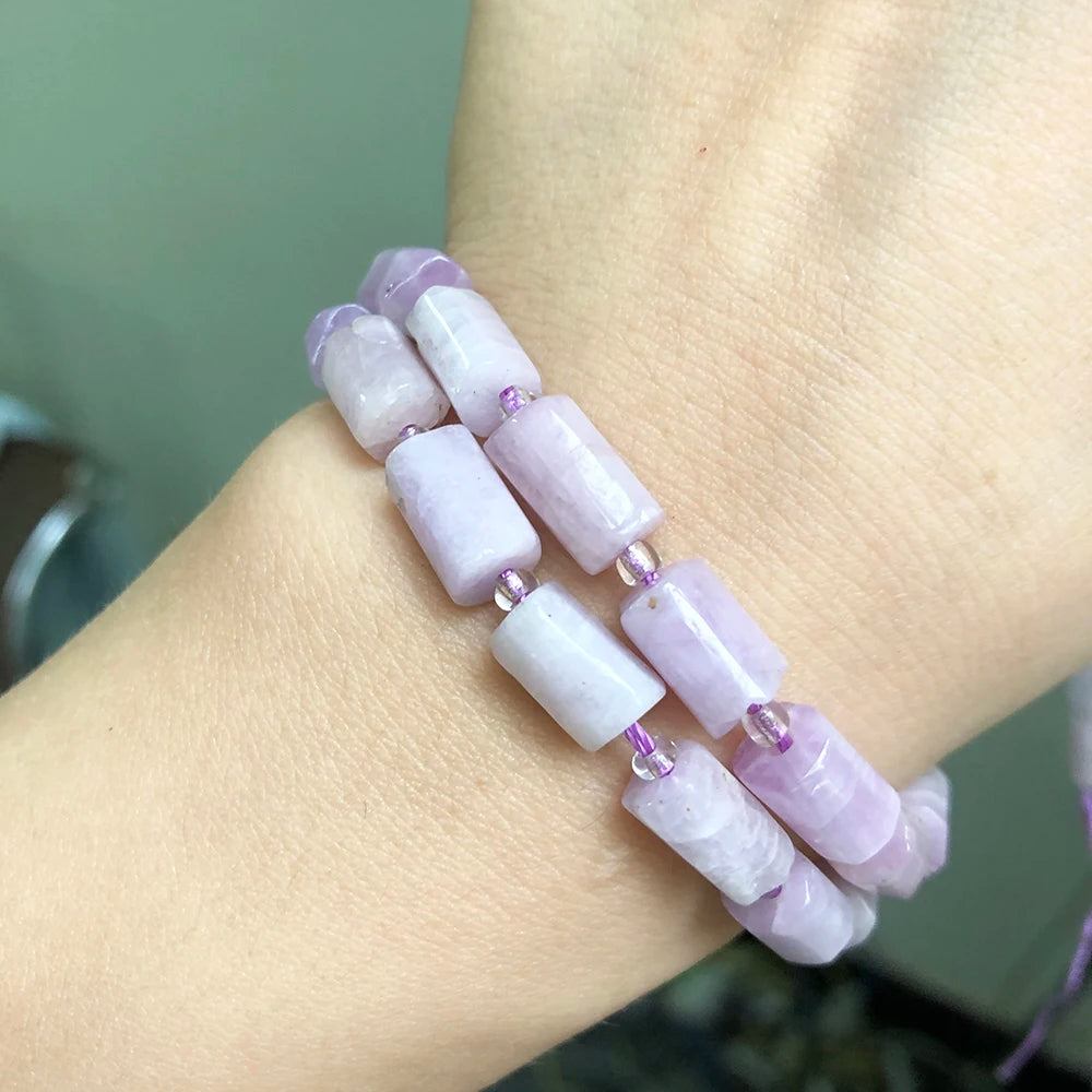 Natural Purple Angelite GemStone Beads Cylinder Loose Spacer Beads