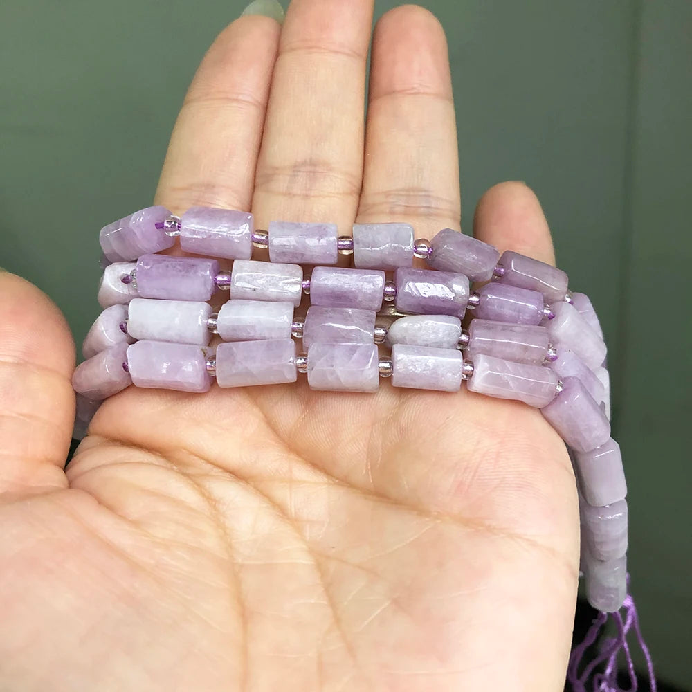 Natural Purple Angelite GemStone Beads Cylinder Loose Spacer Beads