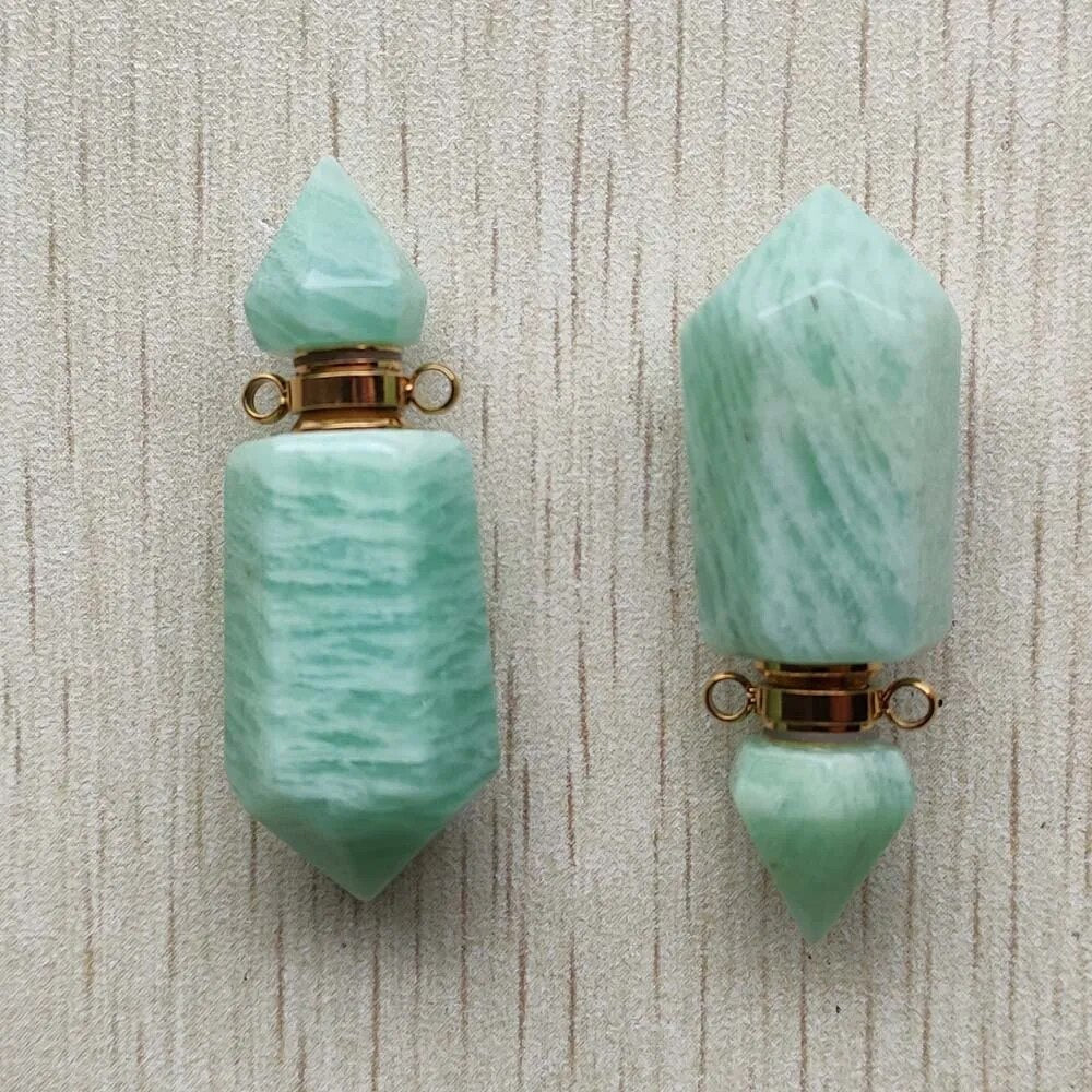 2pcs/lot Natural Amazonite stone perfume bottle pillar pendants for diy Jewelry Making Wholesale