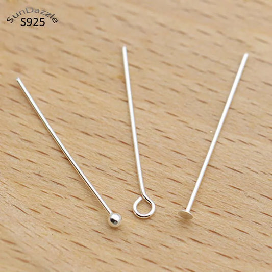 10pcs Solid 925 Sterling Silver Needle Pins for DIY Jewelry Making Findings Earring Necklace Connector Part Base