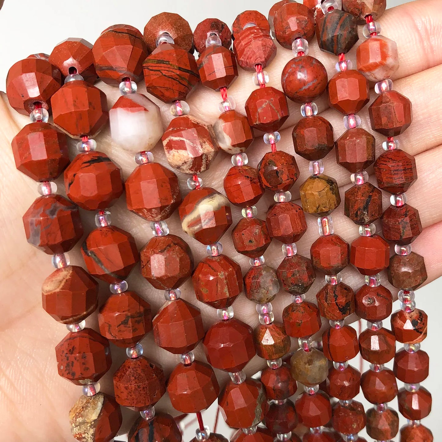 Red Jasper Natural Gemstone Faceted Beads