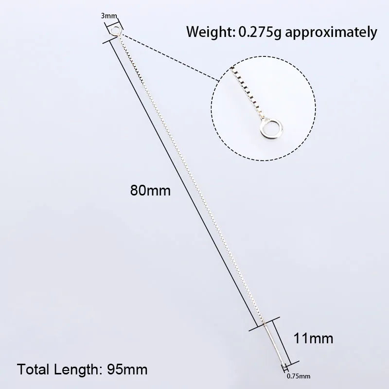 9cm solid 925 sterling silver earring line thread dangle earrings box chain jewelry making findings