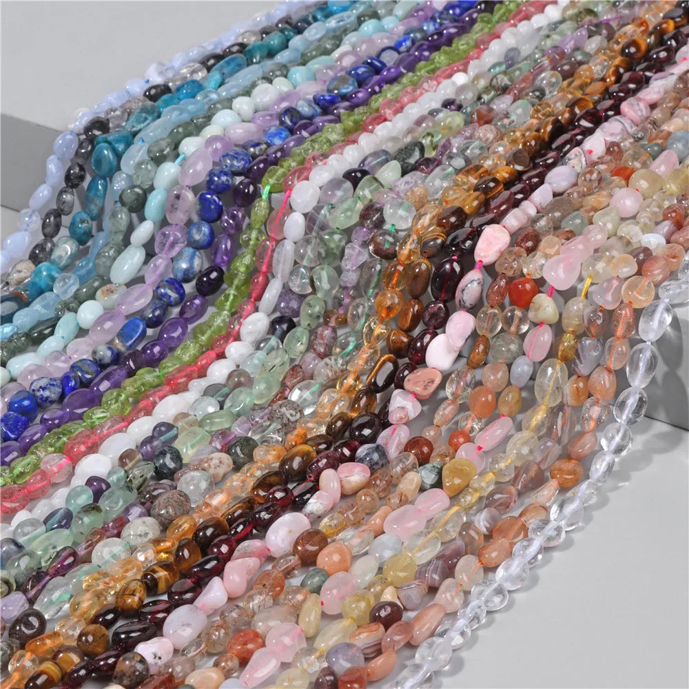 Natural Irregular Chip Stone Beads Colorful Gravel Aquamarine Amazonite Gems Beads  For Jewelry Making DIY  15" strand