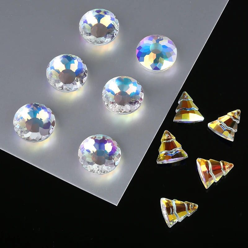 9PCS Crystal Beads for Jewelry Making AB Color Faceted Tree/Round Shaped Beads DIY Earrings Bracelet Necklace Accessories