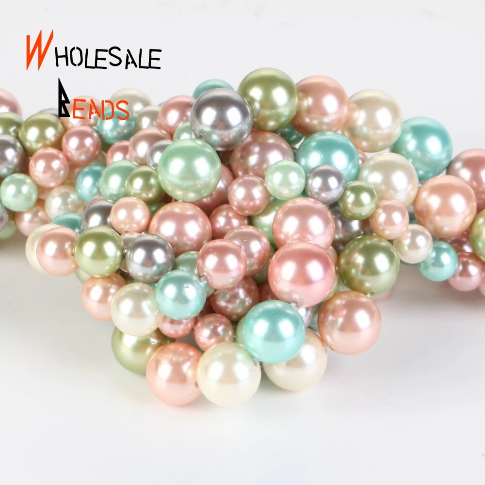 Natural Shell Pearl  Beads Seven Multicolor Loose Beads for Jewelry Making Findings DIY Bracelet  6/8/10mm-15" strand