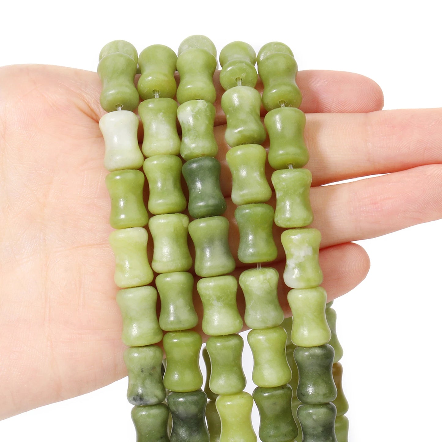8x12mm AA Chinese Jade Bamboo Joint Shape Bead Natural Stone Loose Beads 15''