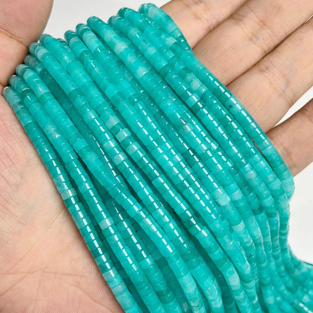 Fine Natural Blue Amazonite Stone Beads Abacus Shape Loose Small Size Beads For Jewelry Making DIY