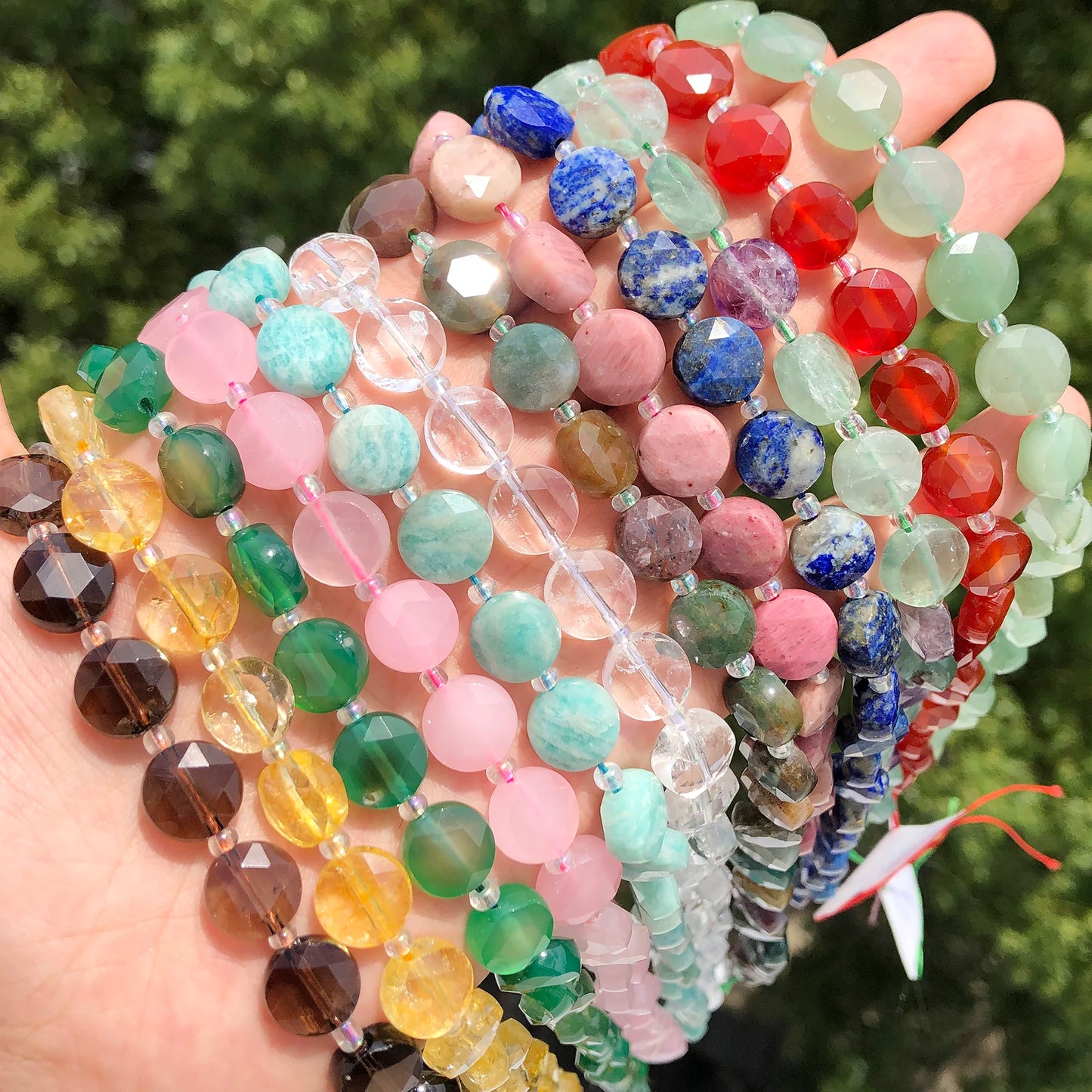 10mm AAA Faceted Coin Natural Gemtone Beads For Jewelry Making DIY 15'' Strand