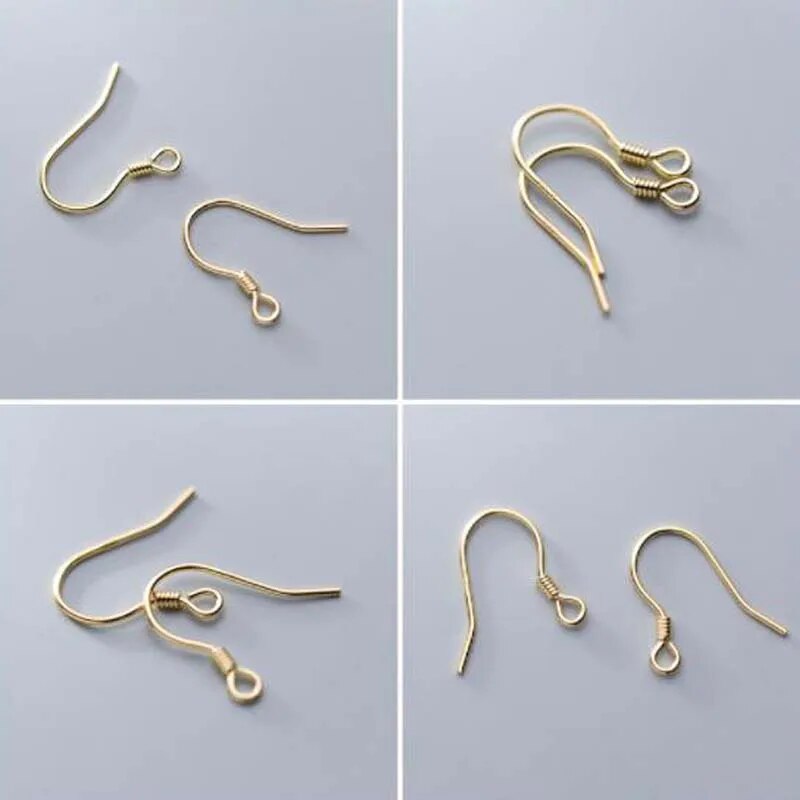 10pcs Solid 925 sterling Silver Ear Hooks Wire 18k Gold Spring Earring Clasps For Making Earrings Jewelry Findings