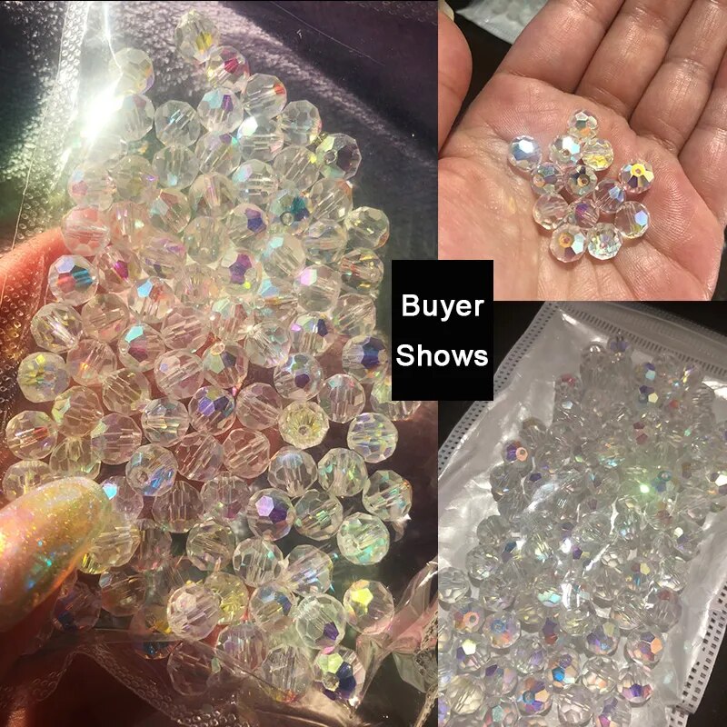 100PCS 4/6/8mm Luxury Crystal Beads for Jewelry Making AB Color Faceted Glass Beads DIY Bracelet Earrings Necklace