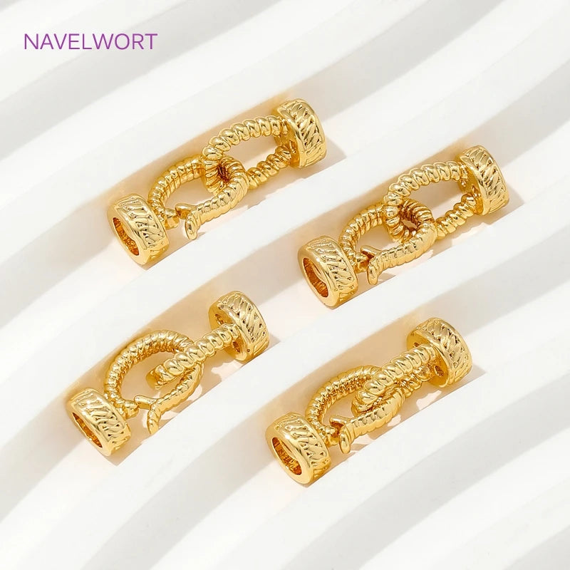 18K Gold Plated Brass Pearl Clasp Lock,Brass Connector Clasps End Caps Fastener
