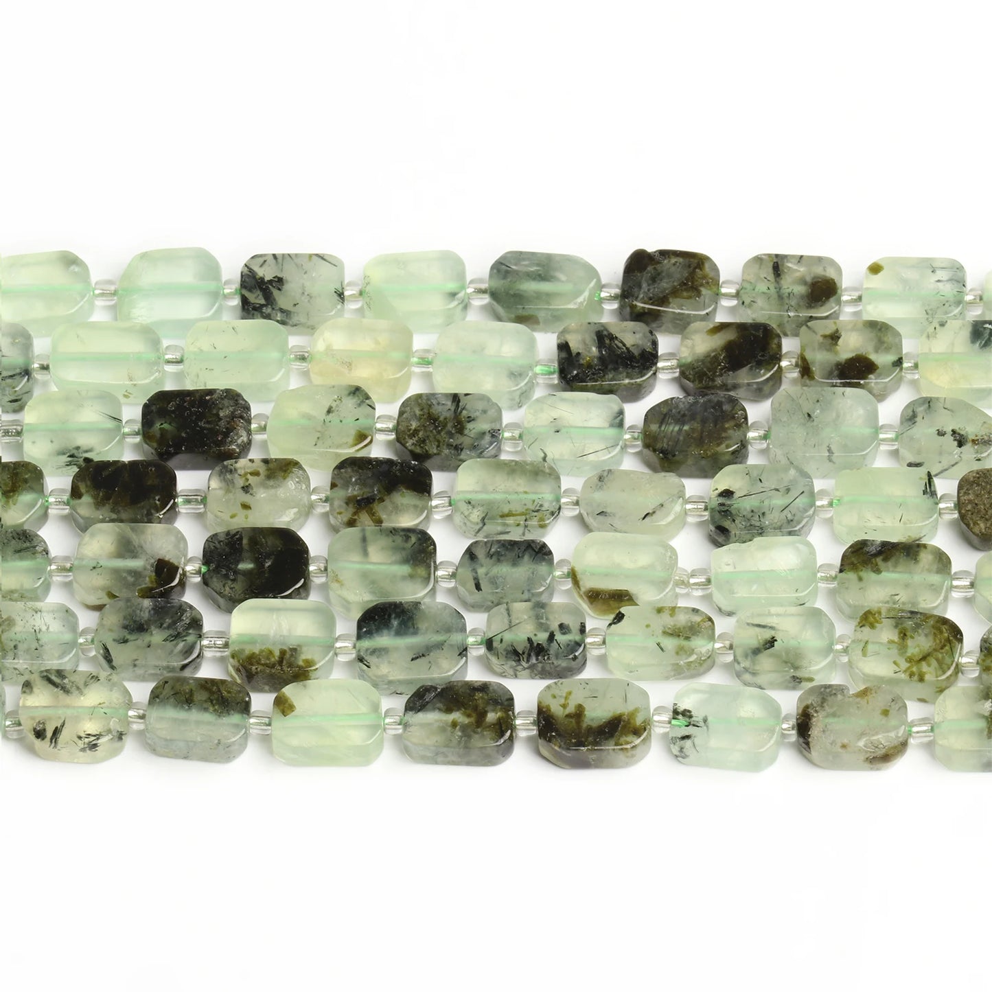Green Prehnite Rectangle Natural Gemstone Beads