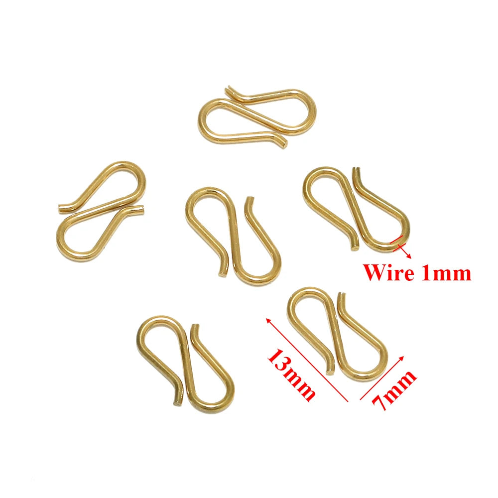 20pcs Stainless Steel/Gold Plated S Shape Clasps DIY Necklace Hooks Connectors
