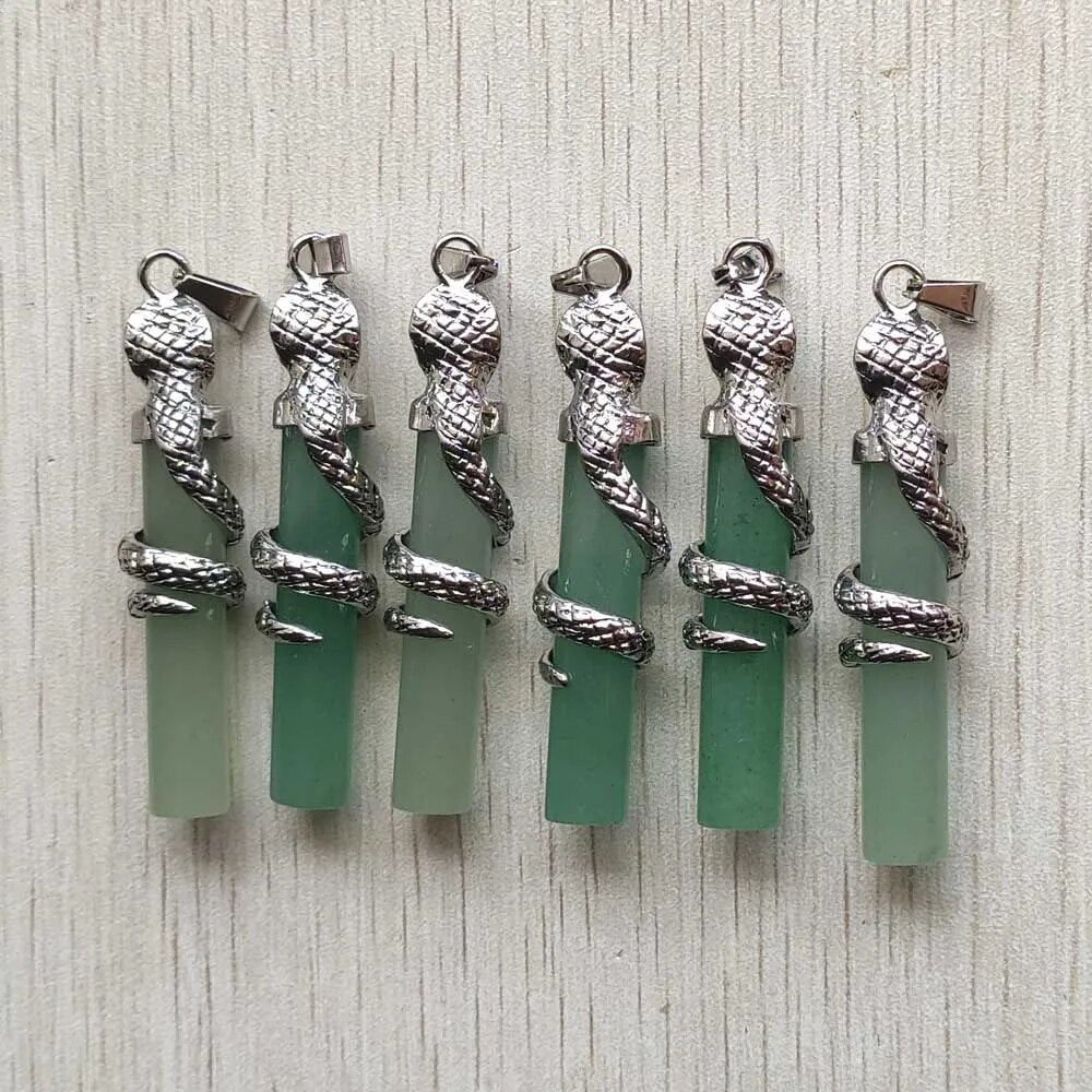 12pcs/lot Natural gree aventurine Cobra charm pendants for making necklace gift