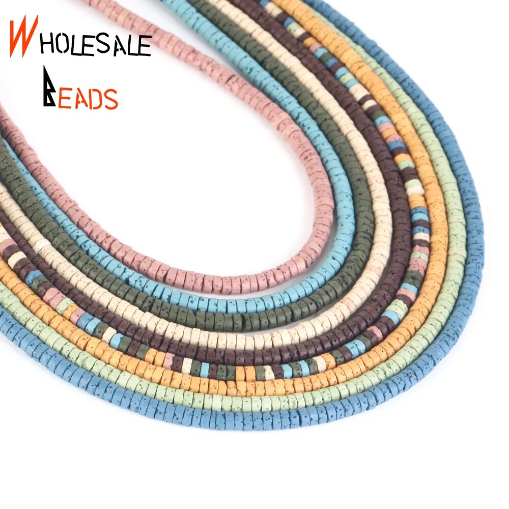 2x4mm Natural Stone Beads Colorful Cylinder Volcanic Rock Lava Beads For Jewelry Making DIY Handmade Bracelet Necklace 15'' strand