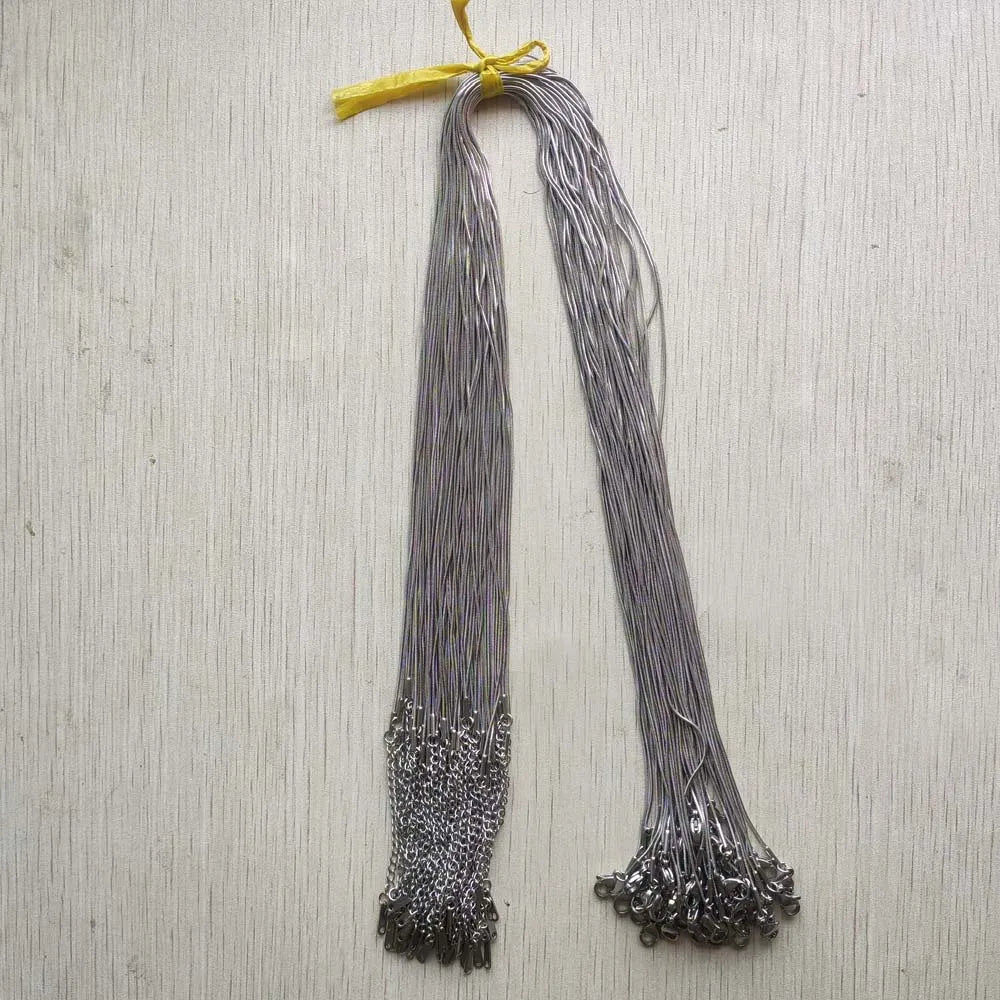 50pcs 0.9mm 1.2mm Stainless Steel Snake Chain Necklaces 45cm+5cm Lobster Clasp DIY Jewelry Accessories Wholesale