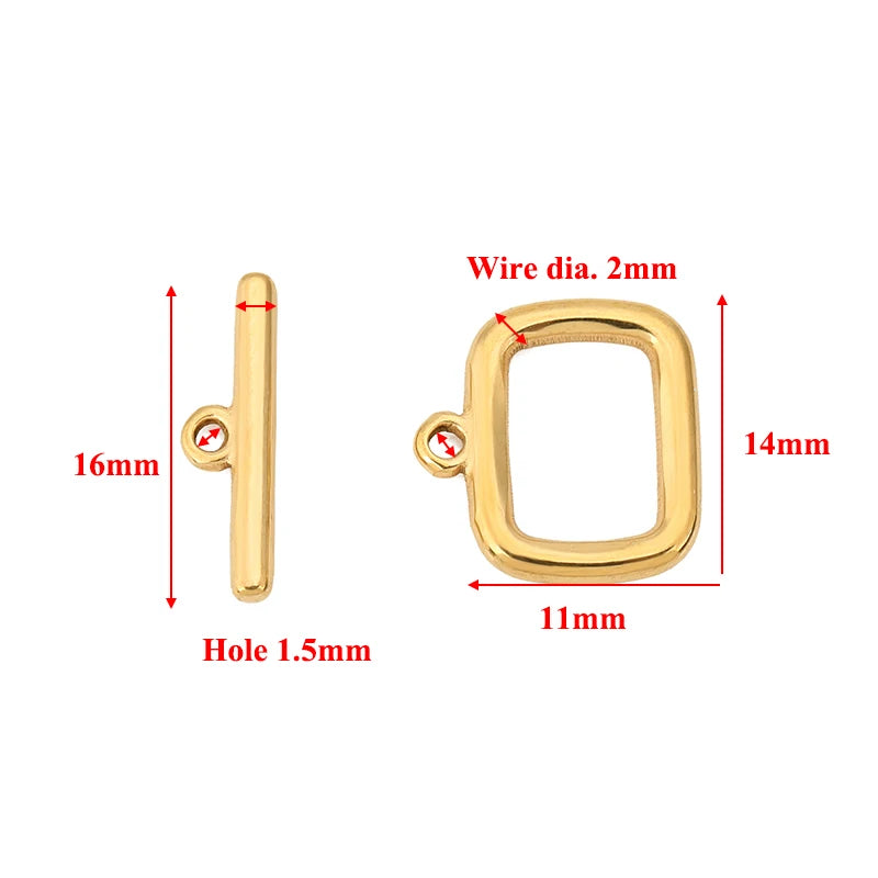 5 Sets Stainless Steel / Gold Rectangle OT Toggle Clasp Hooks DIY Jewelry Making