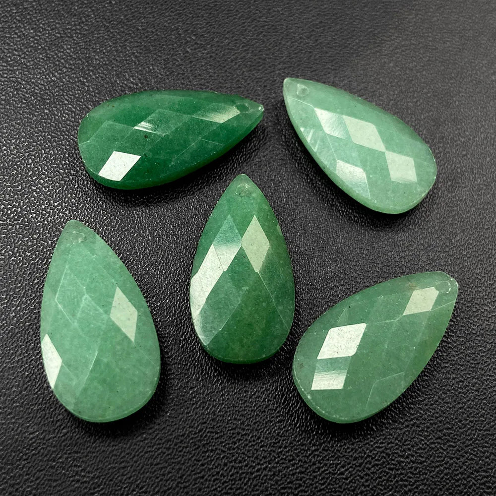 2PCS Natural Water Drop Stone 13X25mm Faceted Top Drilled Pendant Earrings Charm