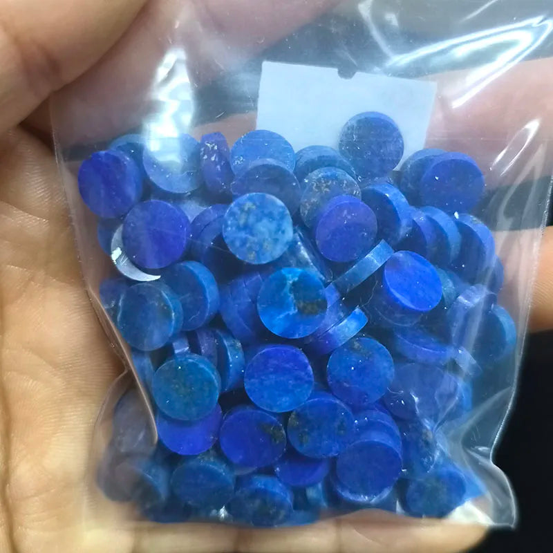 50PCS/Lot Round Coin Shape Natural Stone Lapis Lazuli Gems Double Flat
