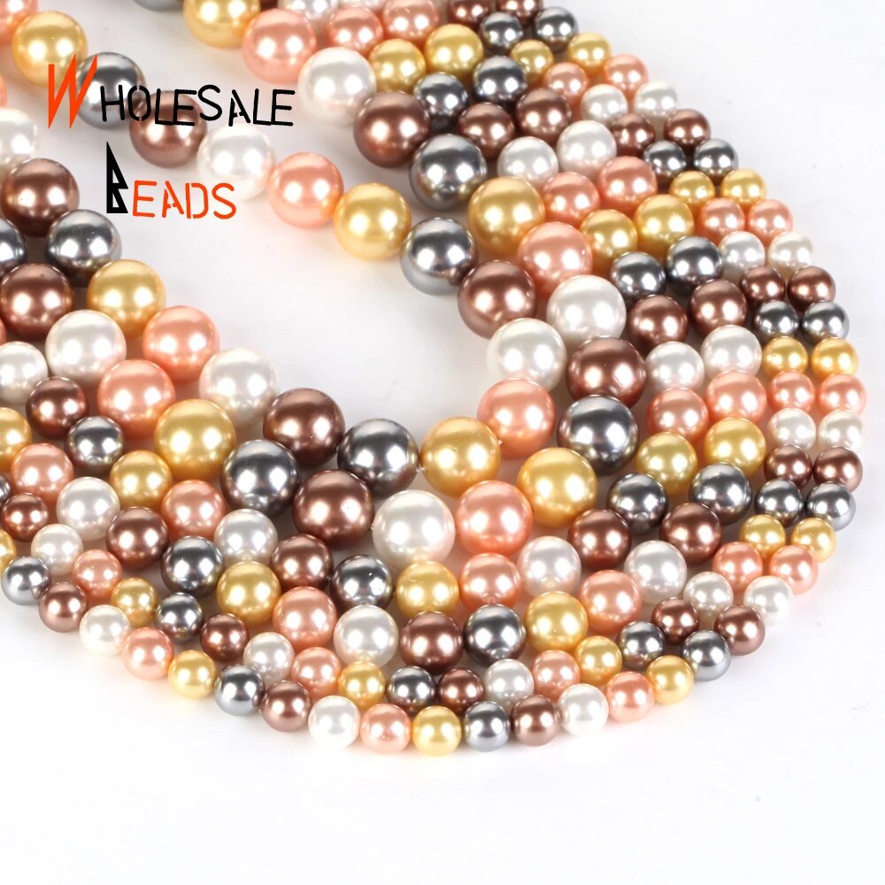 Natural Shell Pearl Beads Five Multicolor Loose Beads for Jewelry Making DIY Bracelet 6/8/10mm- 15" strand