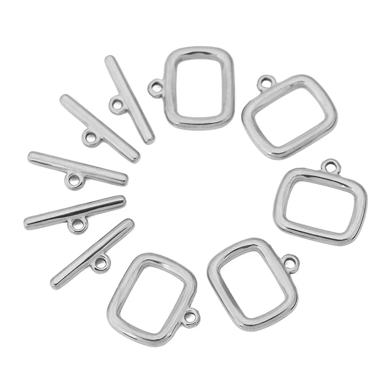 5 Sets Stainless Steel / Gold Rectangle OT Toggle Clasp Hooks DIY Jewelry Making