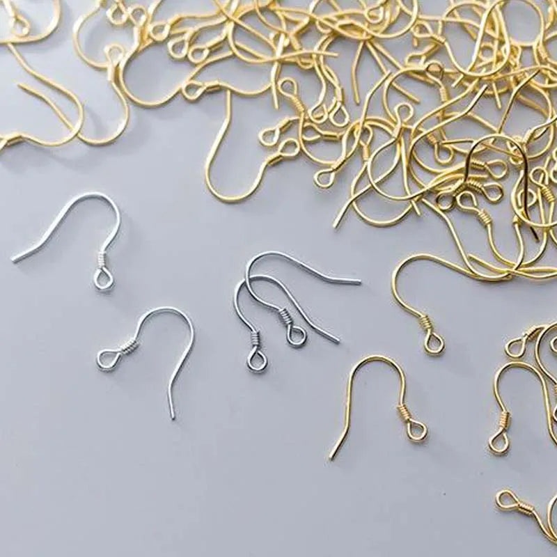 10pcs Solid 925 sterling Silver Ear Hooks Wire 18k Gold Spring Earring Clasps For Making Earrings Jewelry Findings