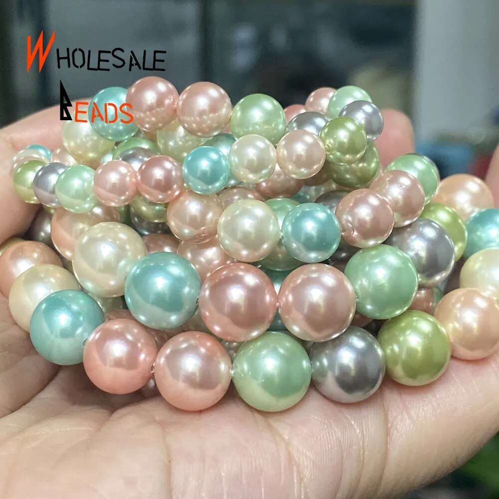 Natural Shell Pearl  Beads Seven Multicolor Loose Beads for Jewelry Making Findings DIY Bracelet  6/8/10mm-15" strand