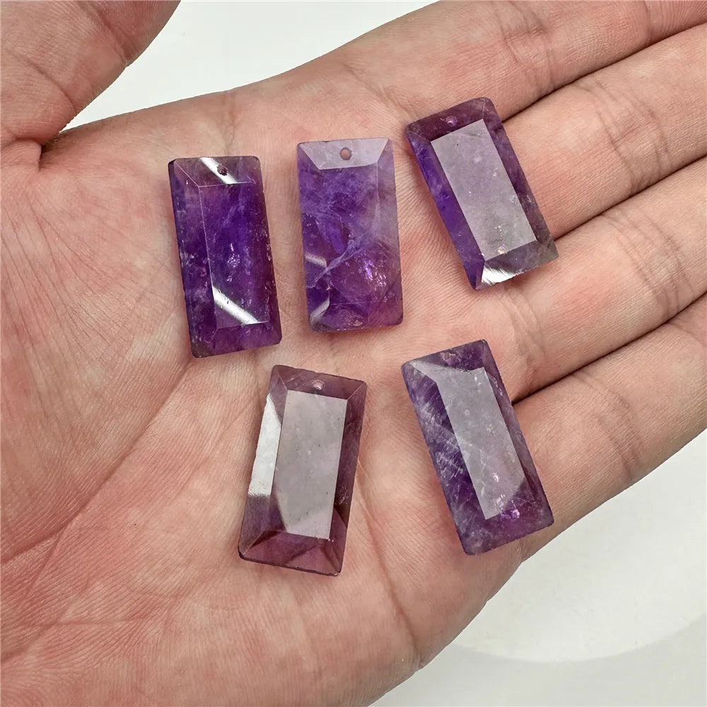 Natural Gems Stone Quartz Pendant Rectangle Slice Pendant For Women Men Jewelry Making Handmade Necklace Earring 13X25MM