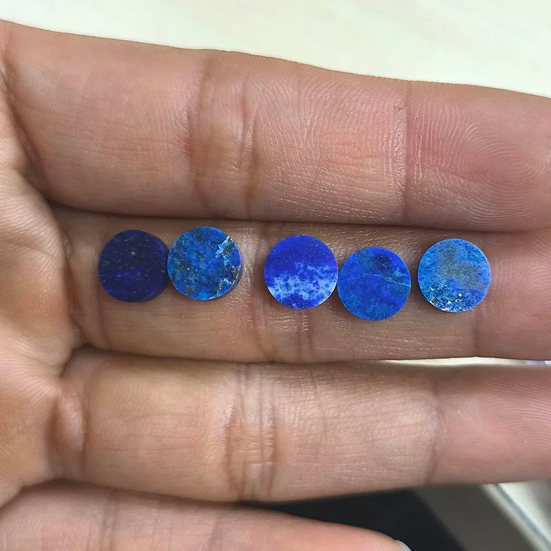 50PCS/Lot Round Coin Shape Natural Stone Lapis Lazuli Gems Double Flat