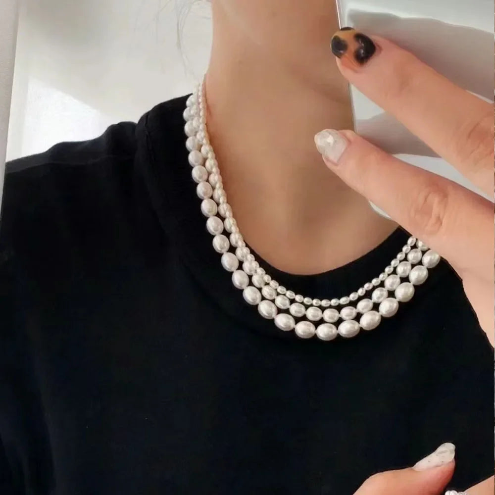 AAA Smooth Selected Natural Freshwater Pearl Rice Loose  Jewelry Making -36cm