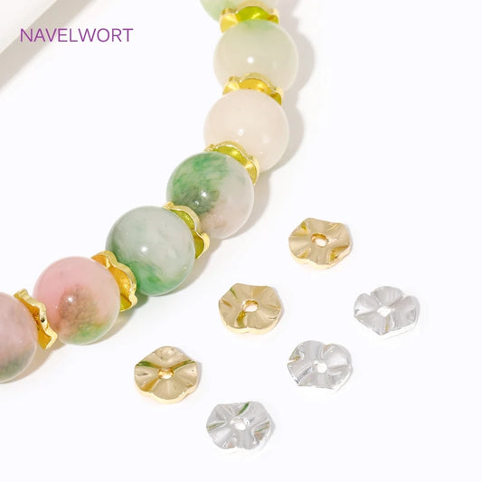 14K/18K Gold Plated Round Loose Beads Brass Wave Flat Spacer Beads 4/6/8mm