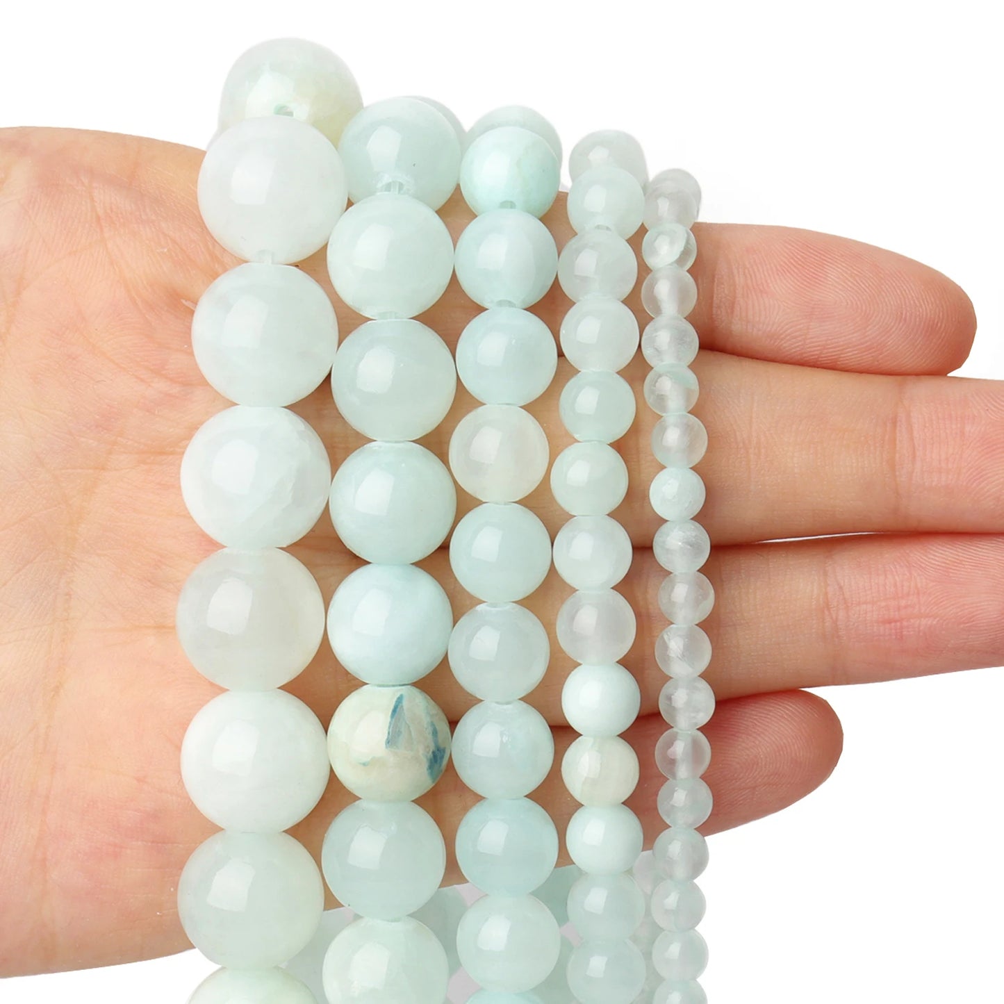 4/6/8/10/12mm Light Blue Chalcedony Beads Natural Stone Round Loose Beads 15''
