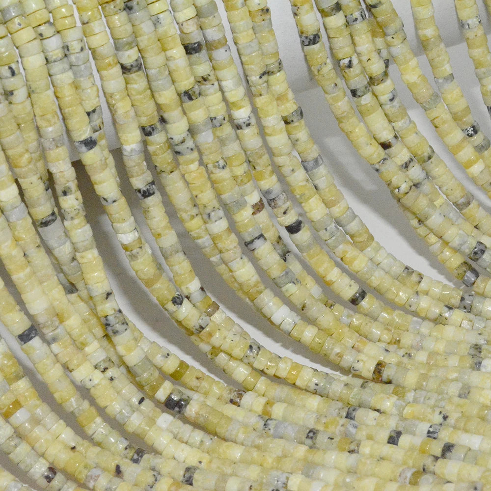 Natural Lizardite / Yellow Serpentine Flat Tube / Heishi Beads 2x4mm