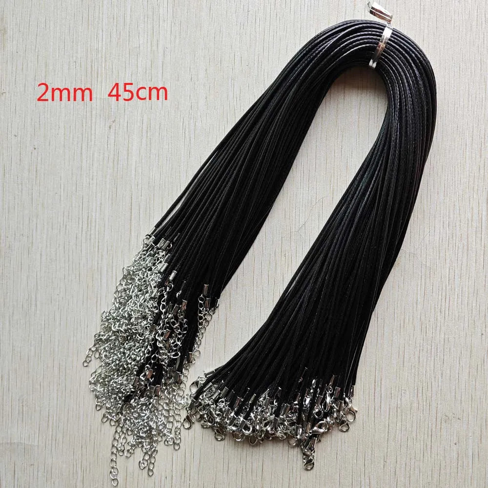 100 pcs 1.5mm 2.0mm Mix Black Coffee Wax rope lobster clasp necklaces 45mm 60cm 70cm lanyard cords diy pendants Jewelry Making