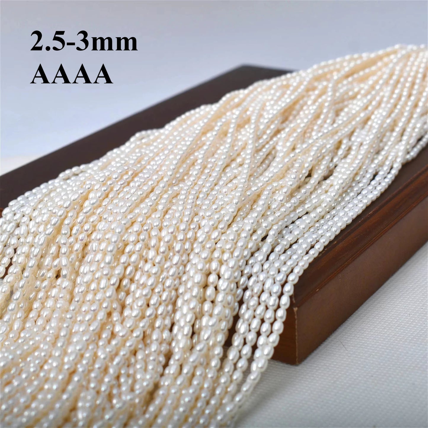 2.5-3mm Natural Radiant Freshwater White Rice AAAA Pearls Well-polished Smooth
