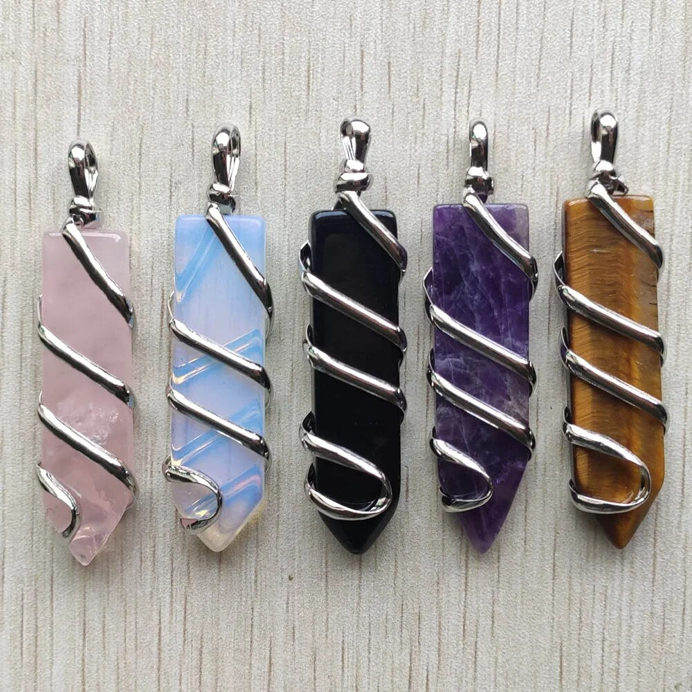 10pcs/lot natural stone mix sword shape pendants charm for jewelry marking