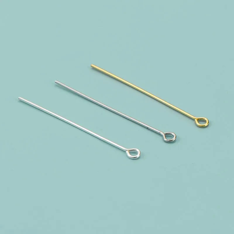 10pcs Solid 925 Sterling Silver Needle Pins Gold Earring Necklace Connector Part Base DIY Jewelry Making Findings